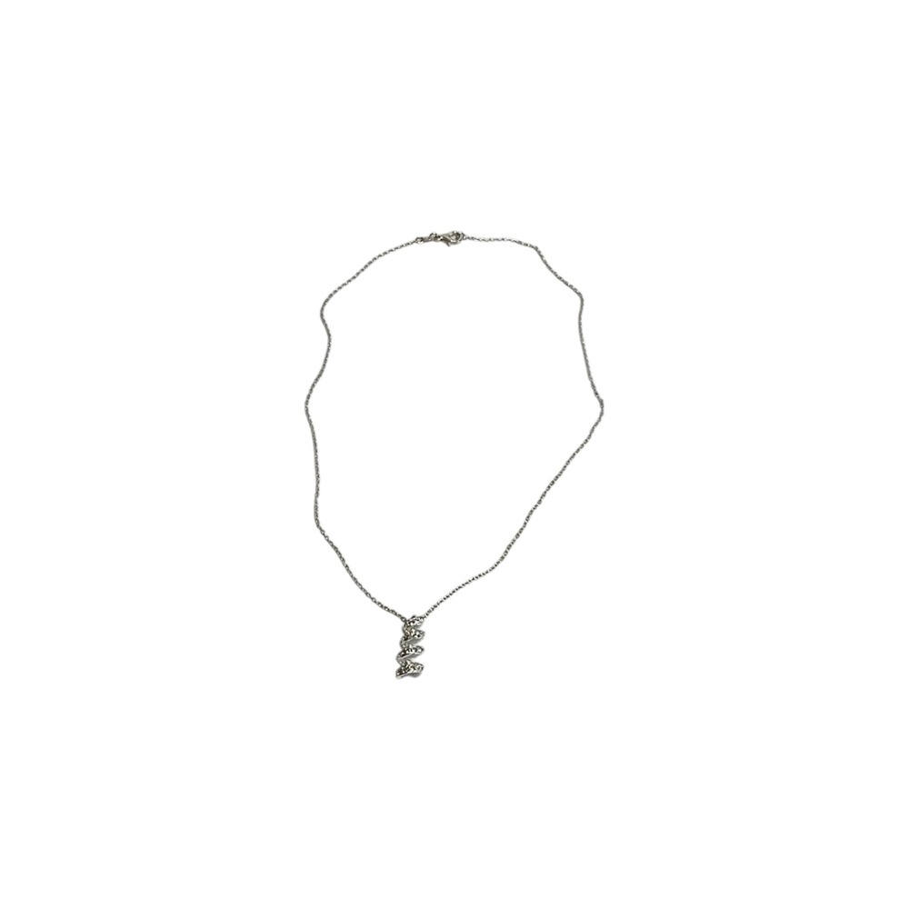 Pendant Necklace Womens 18" Silver‎ Spiral Rhinestone 925